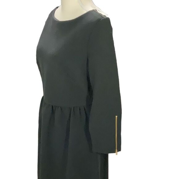 NWT LOFT Ann Taylor Black A Line Dress Long Sleeve Full Zip Ribbed Stretch Sz 8 - Picture 3 of 6